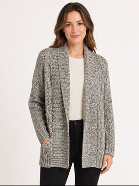 Lineamaglia Italy Alpaca Wool Blend Open Front Cardigan Sweater S Gris